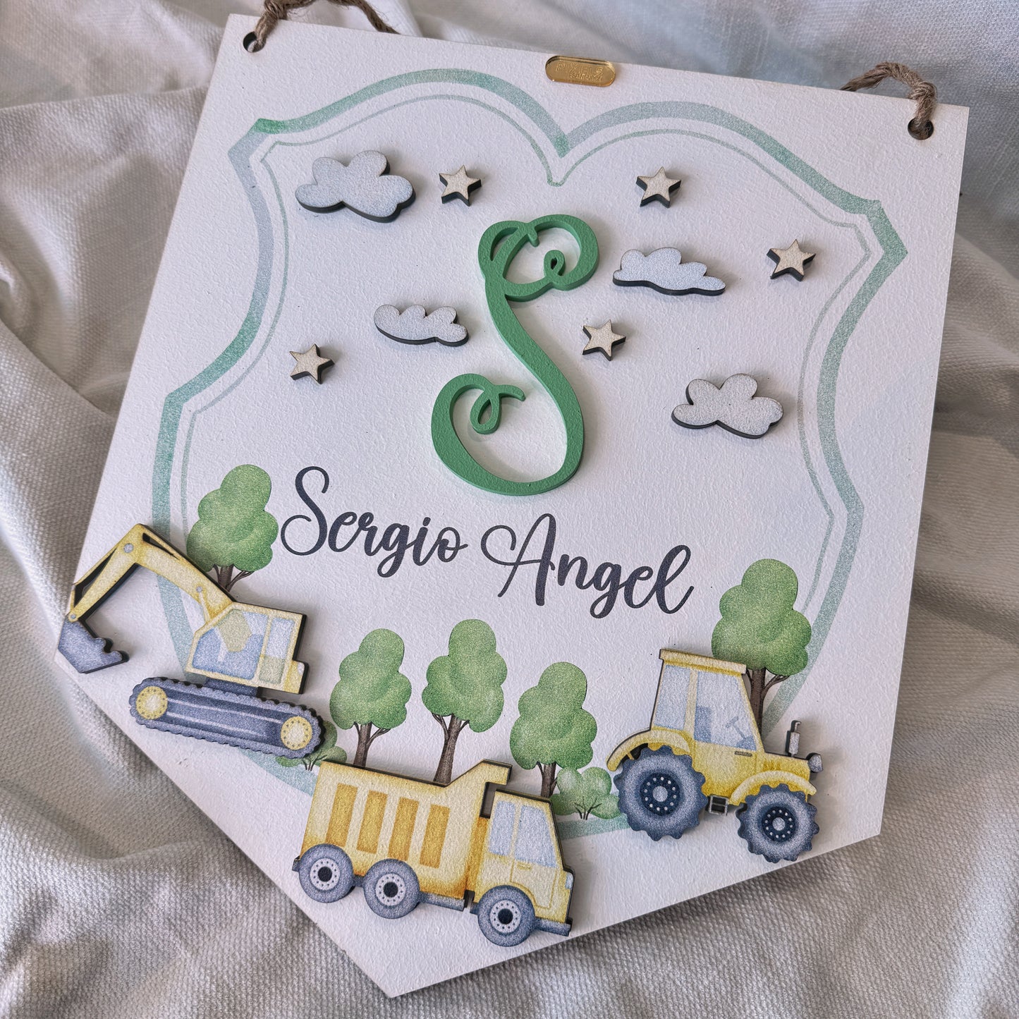 Personalized Baby Banner Sign - Wooden Wall Decor with 3D Details