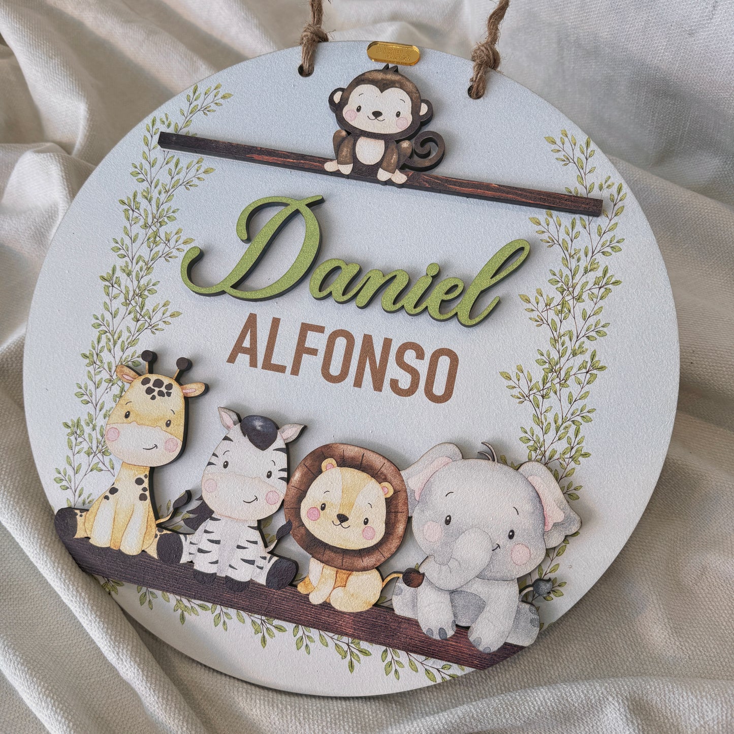 Personalized Wooden Door Hanger - custom theme for baby room, kids or gifts.