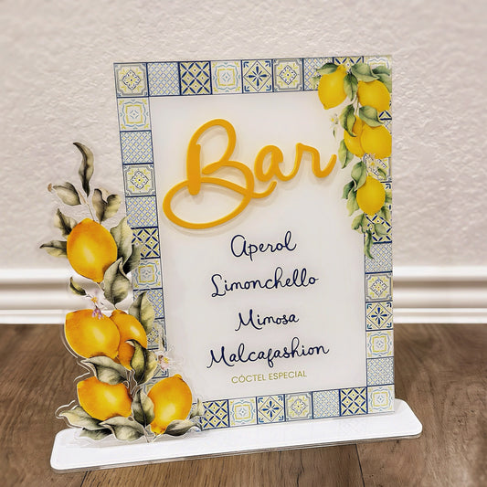 Personalized 3D acrylic menu bar sign